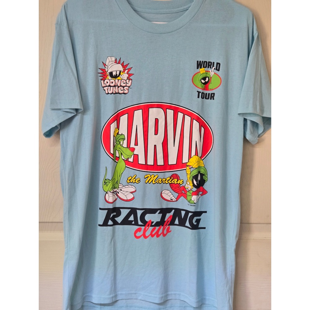 Looney Tunes Marvin the Martian Racing Club Graphic T-Shirt Light Blue Medium